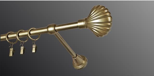 Карниз для шторы Plastidea Ракушка металлический одинарный с прищепками D 16 мм 160 см Антик