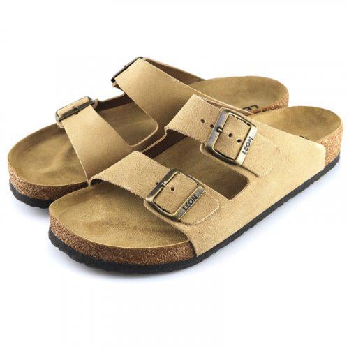 Мужские шлепанцы кожаные Leon 4703 р. 43 Коричневый