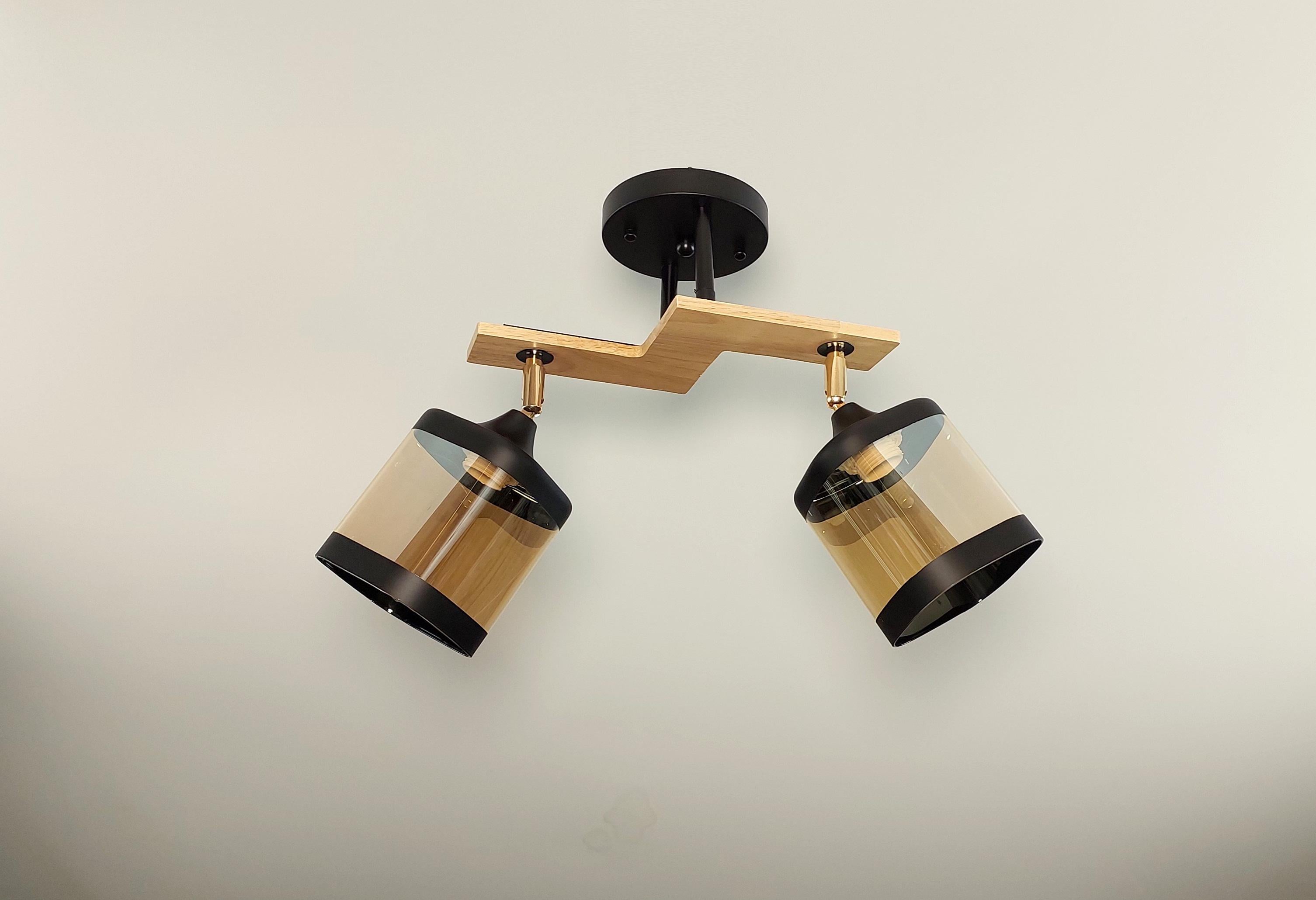 Люстра потолочная деревянная 5292/2 на 2 поворотных плафона Черный (23181941)