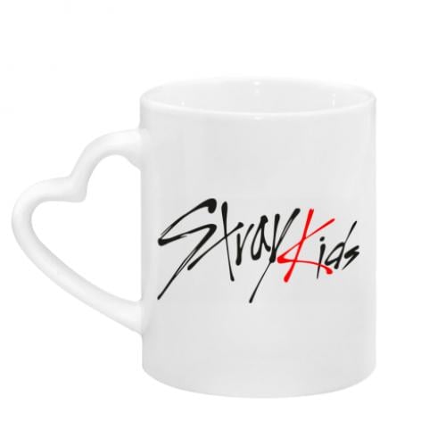 Чашка с ручкой в виде сердца Stray Kids лого 320 мл Белый (15495620-1-192217)