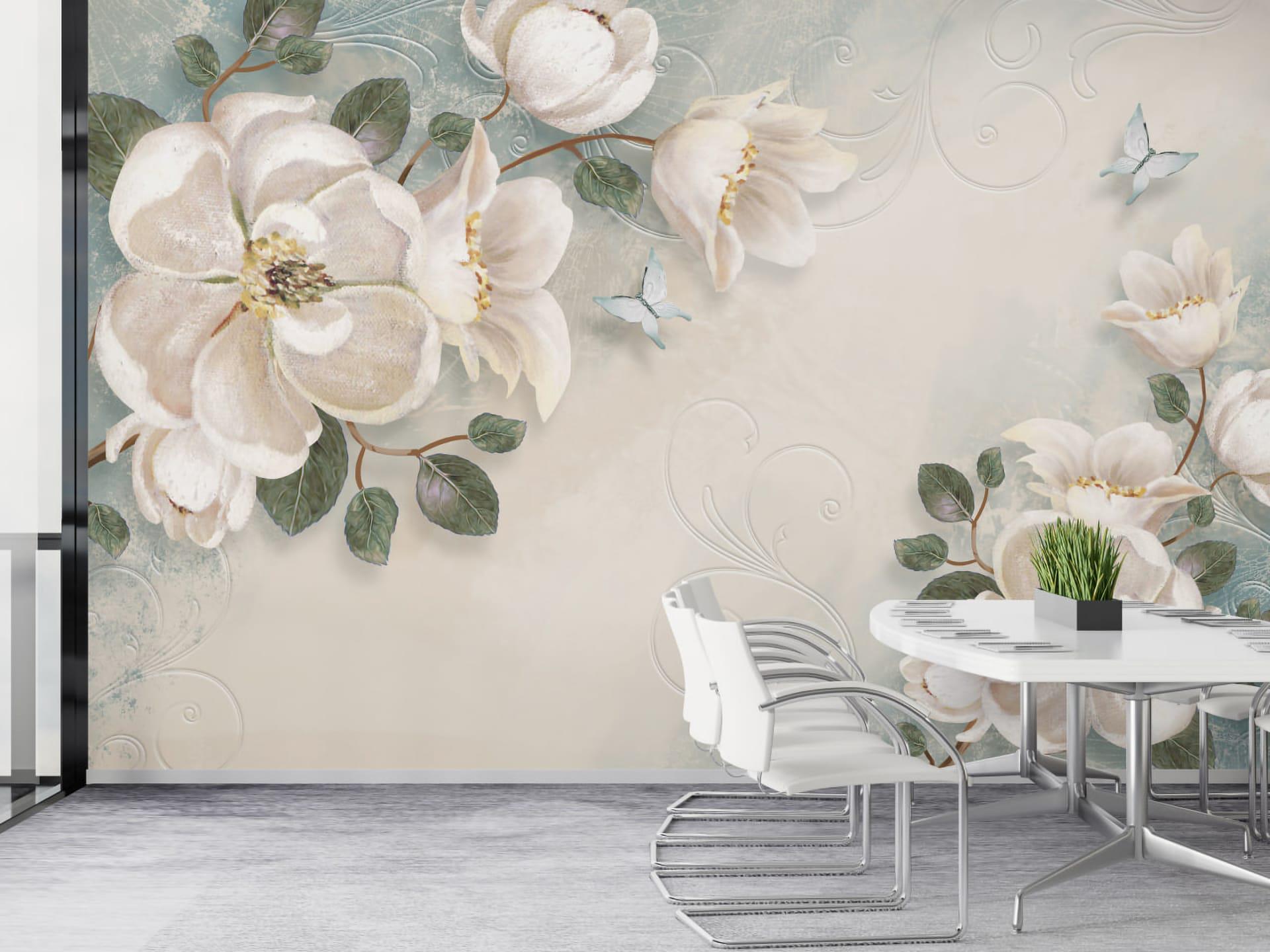 Фотообои флизелиновые Styleo Print-walls Цветы и бабочки 046 300х250 см (Pw-046/2)