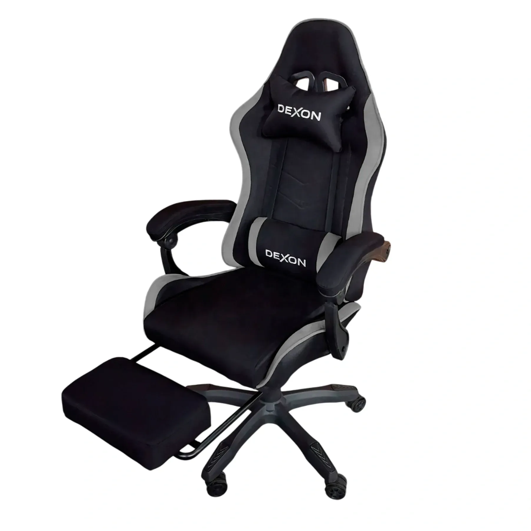 Геймерское кресло DEXON ONYX с подставкой для ног из ткани/велюровые вставки Dark Grey (40288)