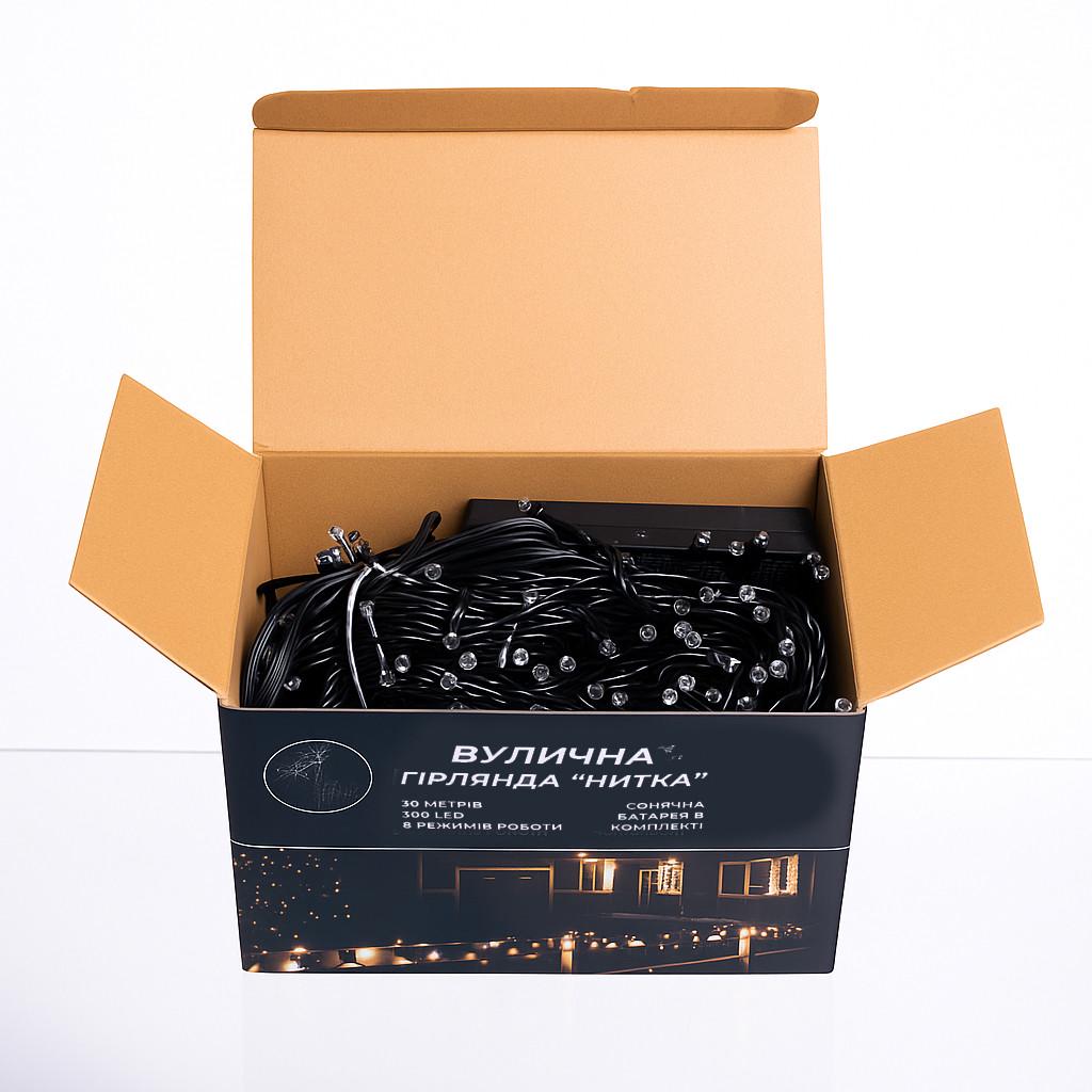 Гирлянда Нить уличная 300 LED 30 м на солнечной батарее Мультиколор Черный (SB300L30MBML) - фото 4