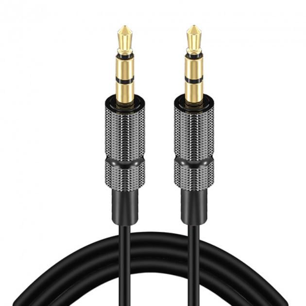 Кабель аудио/стерео SUNROZ 3,5 мм Male-3,5 мм Male 1 м металлический Black (A48348)