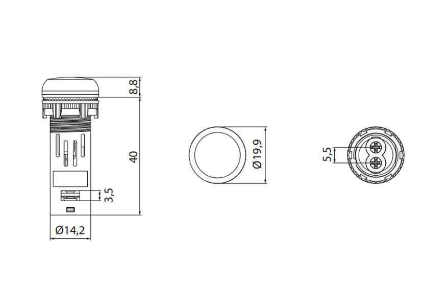 Лампа сигнальна ETI ECLI-16-024C-Y 16 мм LED 24V AC/DC Жовтий матовий (4771602) - фото 2