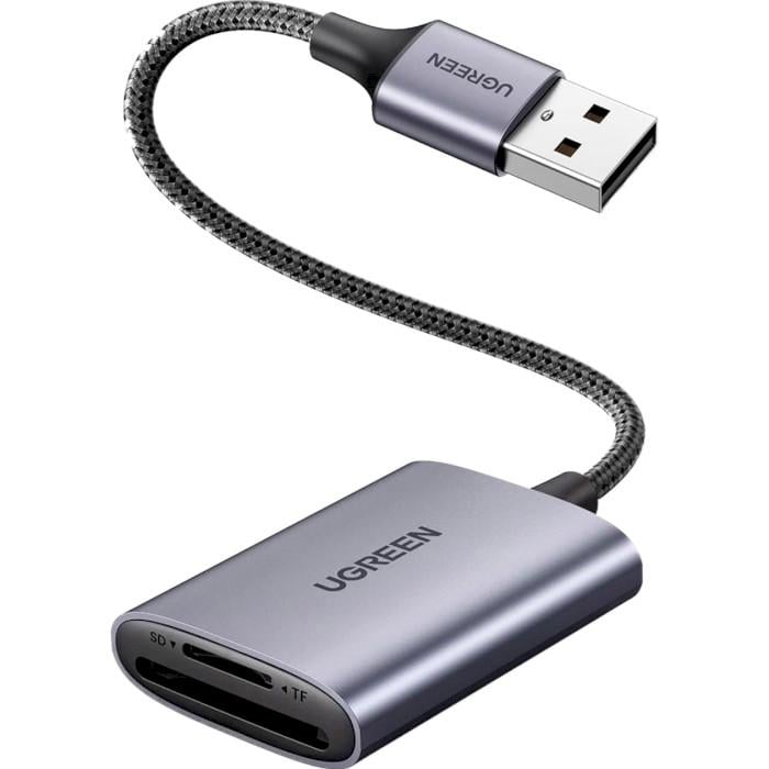 Кардридер UGREEN CM401 USB-A to SD/TF Memory Card Reader Alu Case Metal Grey (UGR-80887)