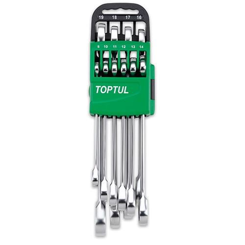 Набор комбинированных ключей Toptul GSCQ1001 метрические с трещоткой 8-19 мм 10 шт. (106-112-GSCQ1001)