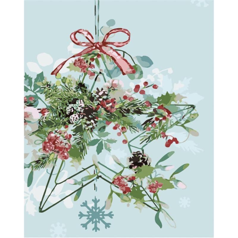 Картина по номерам Strateg Премиум Новогоднее украшение с лаком и 40х50 см (GS1585)