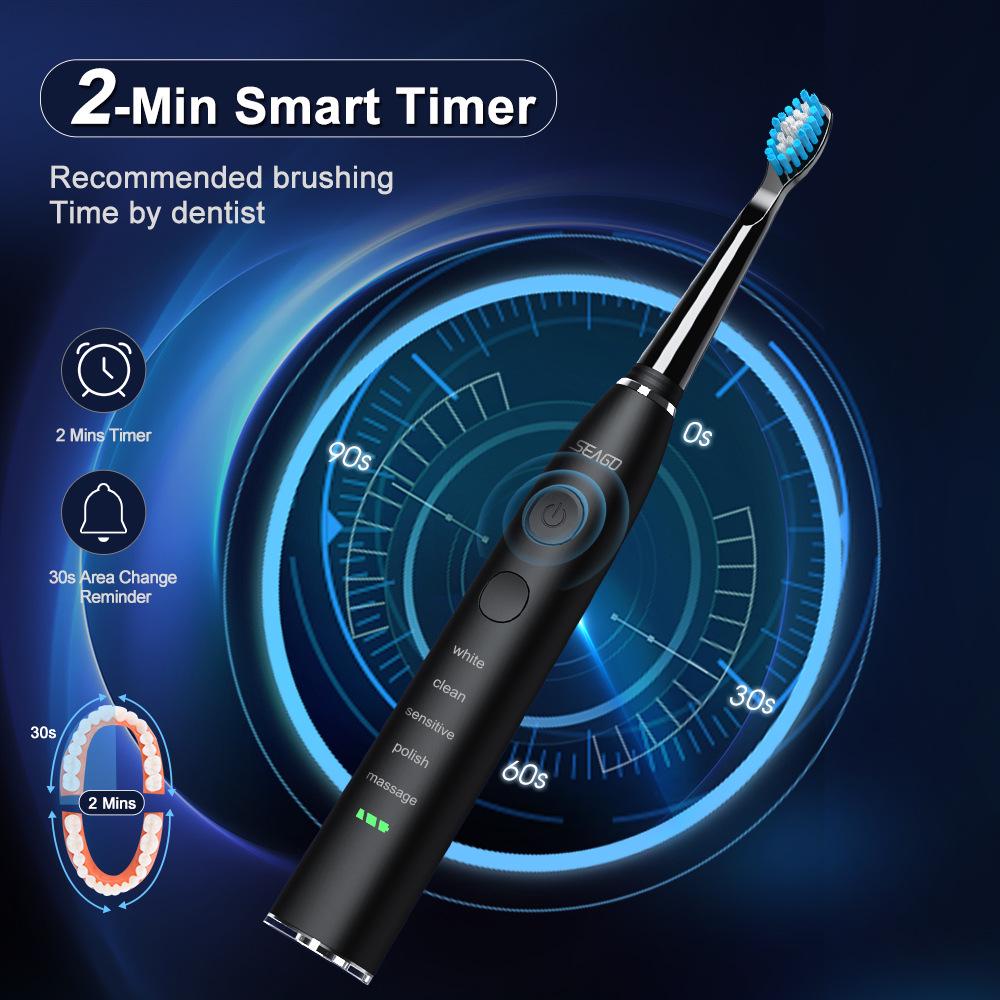 Электрическая зубная щетка Seago Sonic Toothbrush SG575 Black (100003) - фото 6