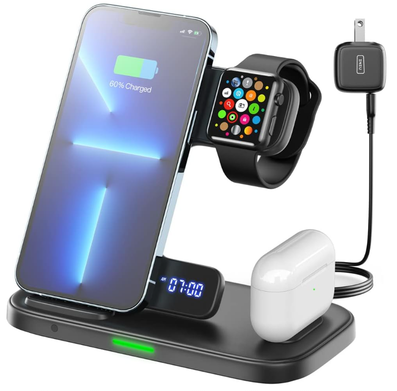 Зарядная станция беспроводная INIU 3в1 15W Qi для iPhone/Apple Watch/AirPods быстрая зарядка (3024126609)