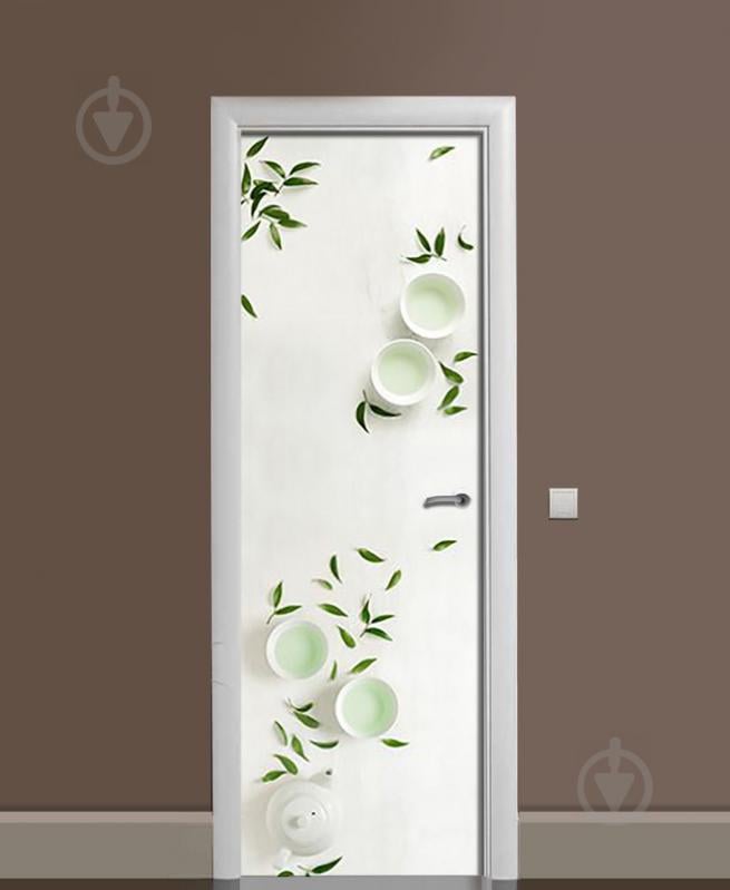 Наклейка на дверь Zatarga «Эвкалиптовый чай» 650х2000 мм виниловая 3Д наклейка декор самоклеящаяся