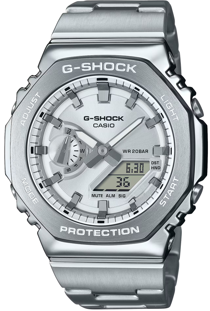 Наручные часы мужские Casio G-Shock GM-2110D-7A ударопрочные с водозащитой 200 м/подсветкой Серебряный (3052734144)