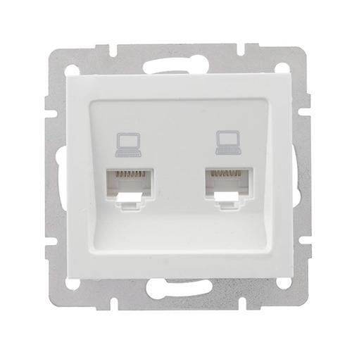 Розетка двойная компьютерная Lezard RJ-45 Rain Белый