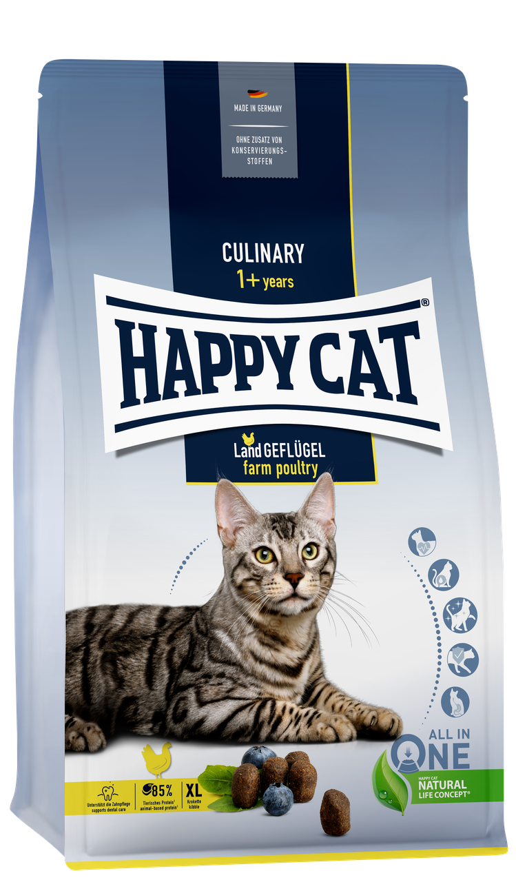 Корм сухий Happy Cat Culinary Land Geflugel для дорослих кішок великих порід із птицею 4 кг (70570)