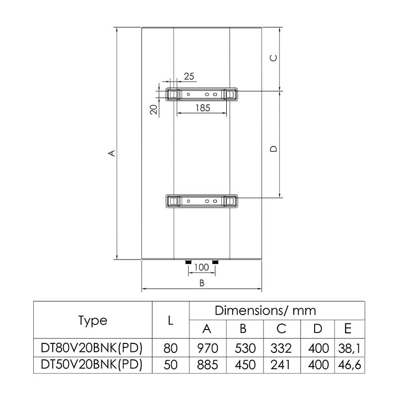 Водонагрівач OnlyHeat DТ50 V20BNК (PD) 2 тен сухий 1200/800 Вт плоский 50 л (22422) - фото 4