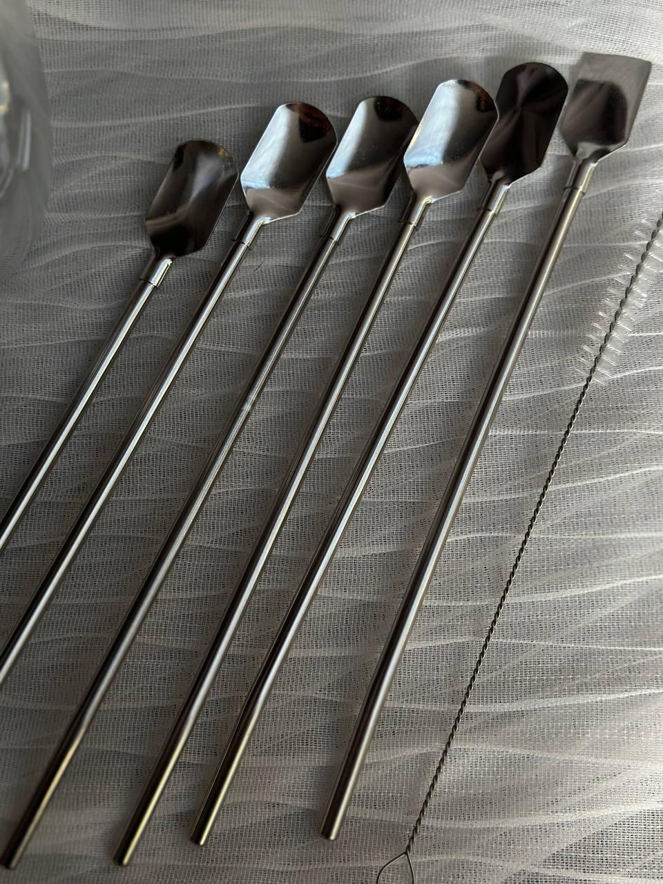 Набор соломинок-ложек многоразовых Yiwu HP-20-19 из нержавеющей стали 6 шт. Хром (25252928) Набор соломинок-ложек многоразовых Yiwu HP-20-19 из нержавеющей стали 6 шт. Хром (25252928)