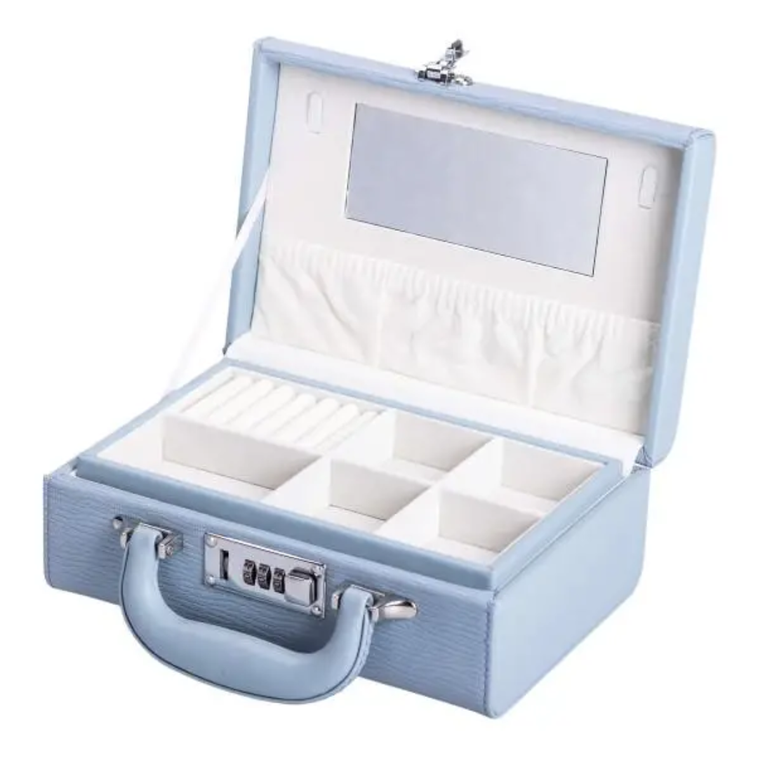 Кейс-органайзер для украшений с кодовым замком 24х16х9,5 см Синий