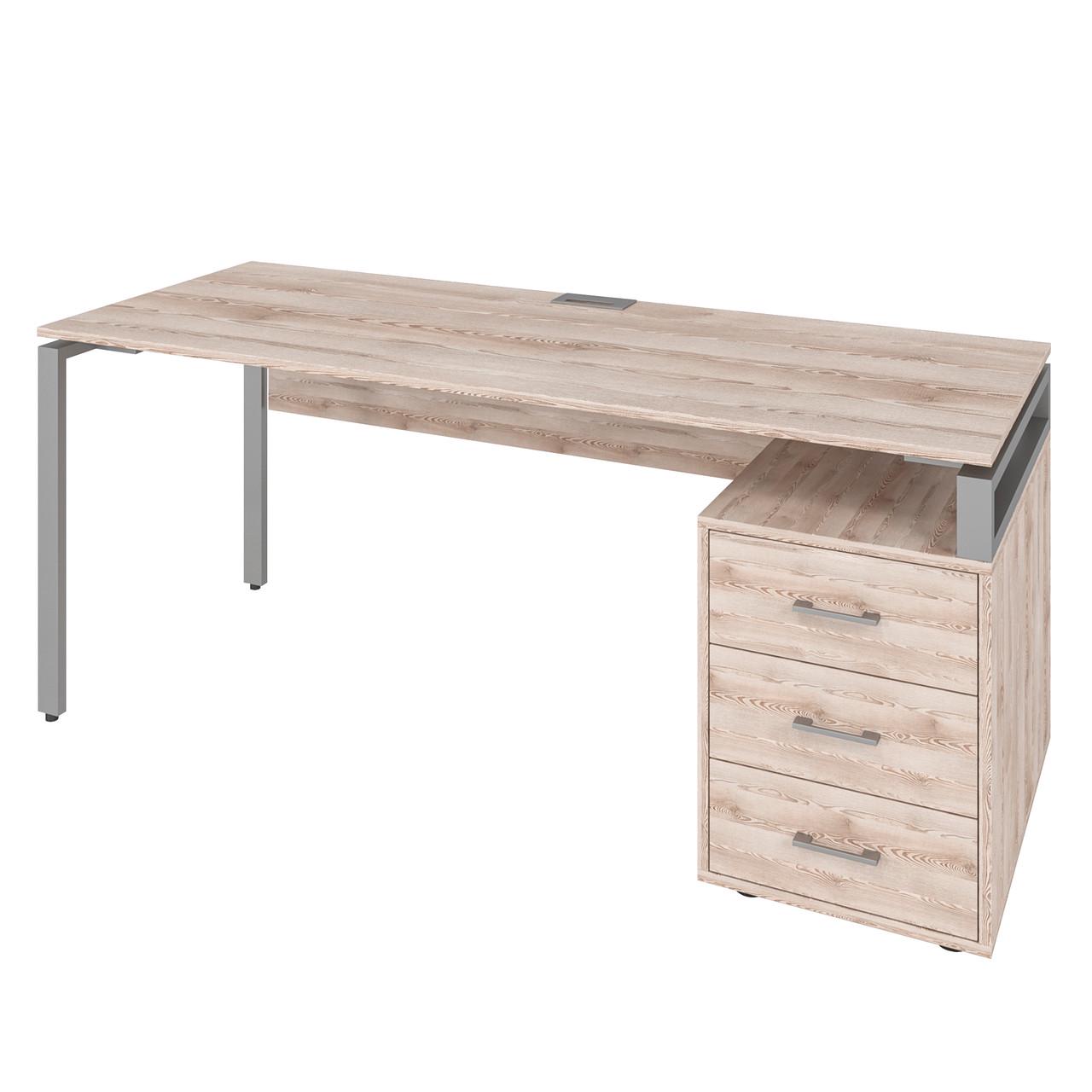 Офисный письменный стол руководителя Loft Details LM180 с царгой Сосна лофт кремовая Офисный письменный стол руководителя Loft Details LM180 с царгой Сосна лофт кремовая