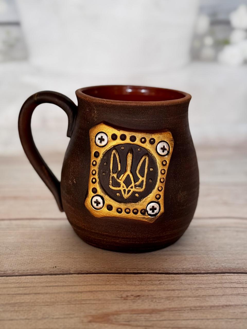 Чашка глиняна з Гербом України 600 мл (2563599886) - фото 4 Чашка глиняна з Гербом України 600 мл (2563599886) - фото 4