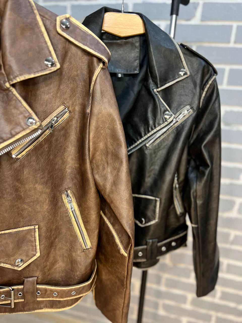 Куртка женская Aftf Basic 2456 косуха молнии пояс вареные швы экокожа L Черный (2492) - фото 10 Куртка женская Aftf Basic 2456 косуха молнии пояс вареные швы экокожа L Черный (2492) - фото 10