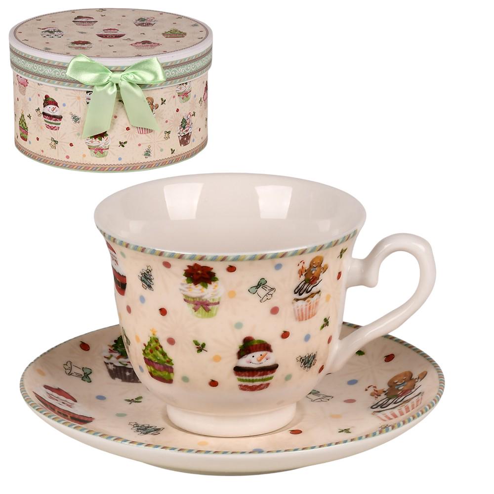 Чашка с блюдцем Christmas R36279 220 мл Бежевый (29424471)