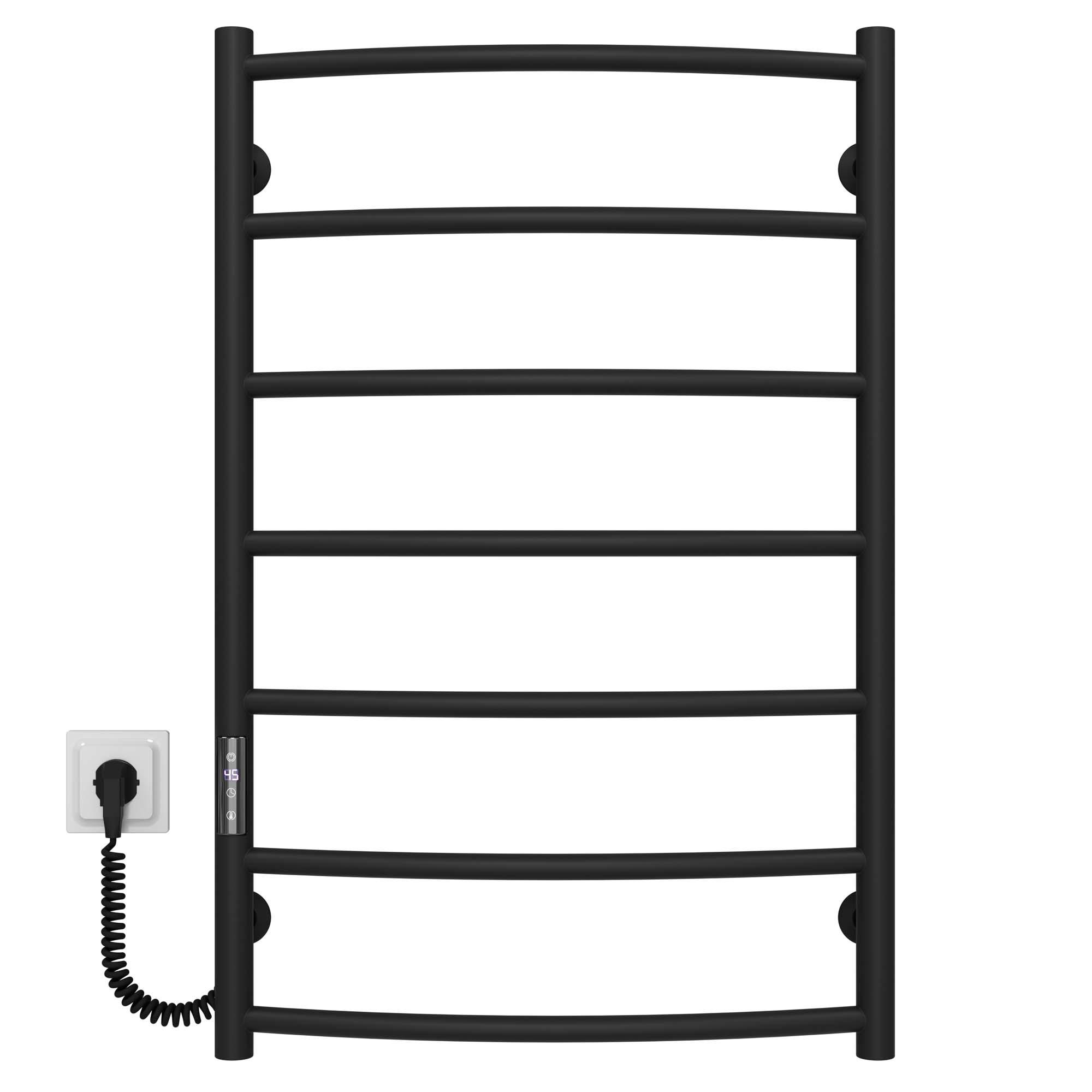 Полотенцесушитель электрический Deffi Классик П7 JD03 левое подключение нержавеющая сталь 500х800 мм Черный (C.DK.80.50.7.E.B.L.1)