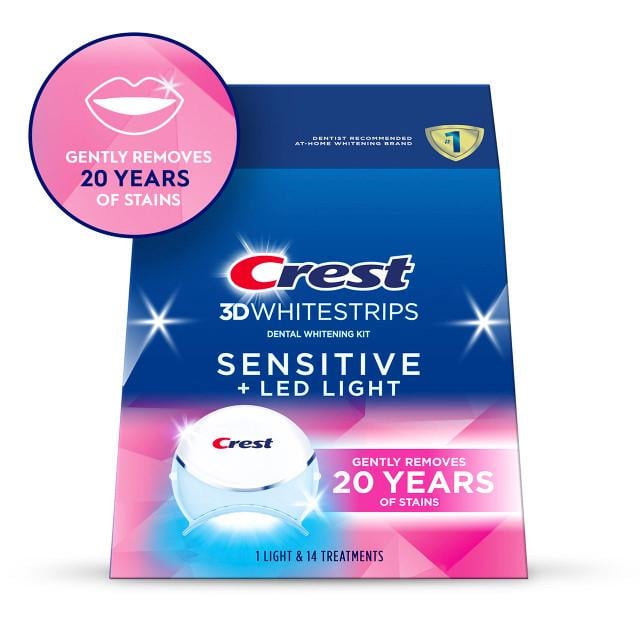 Отбеливающие полоски для чувствительных зубов Crest 3D Whitestrips Sensitive и LED Light Whitening Kit 14 пар (20631389) - фото 9