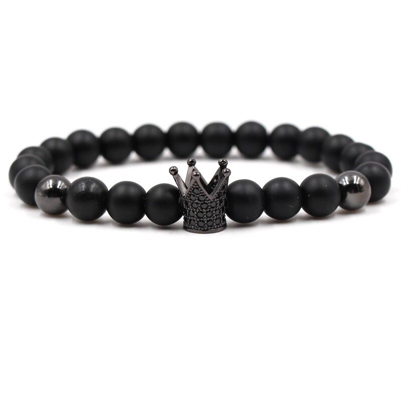 Браслет із шунгіту з високою короною р. 15 Чорний (20012)