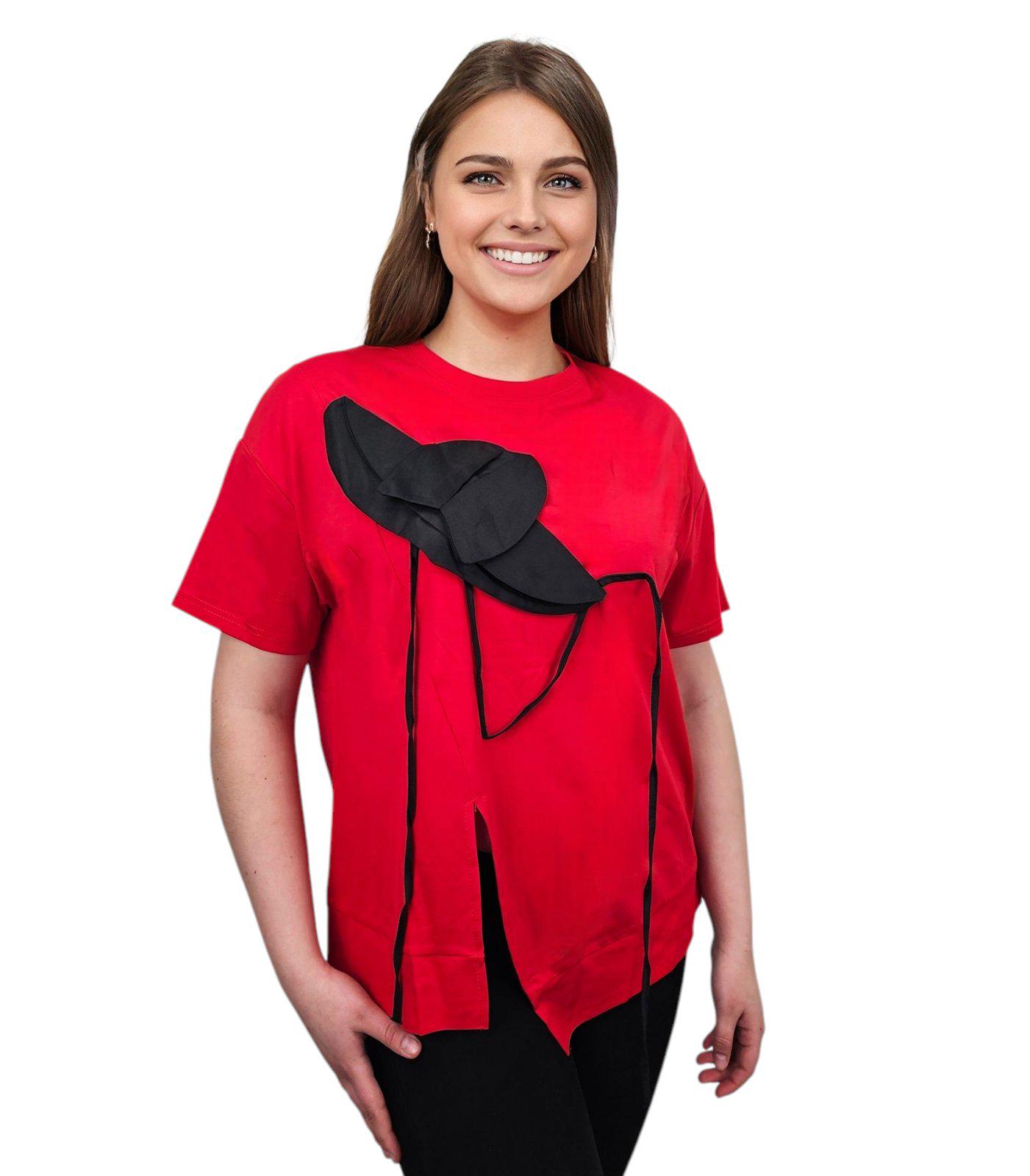 Футболка женская с 3D/шляпой L/XL Красный (26057563)