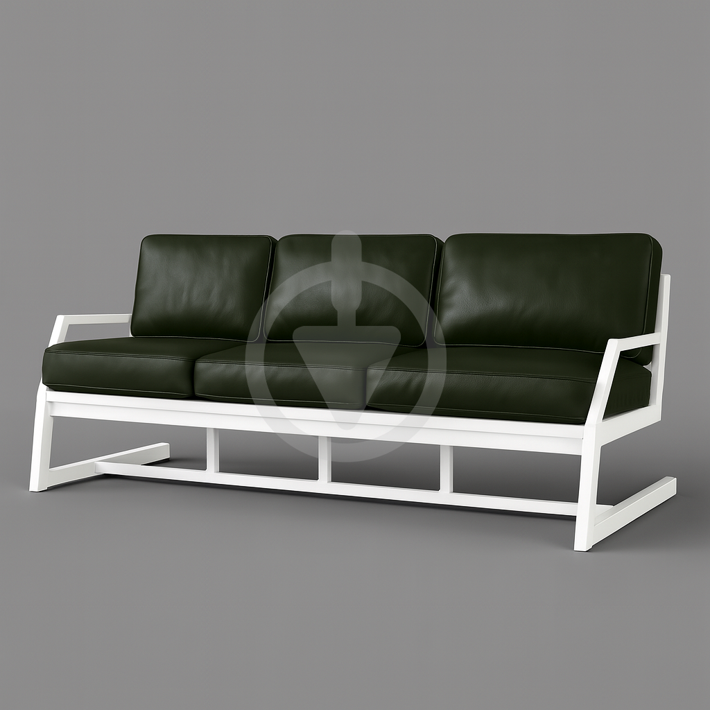 Диван металевий AVVS tech Атлас вуличний лофт екошкіра з підлокотниками 246 см Темно-зелений (30222845)