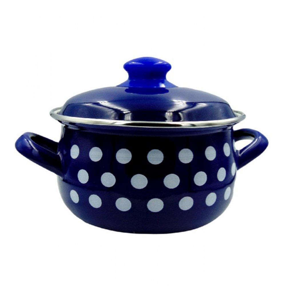 Набір каструль Interos Горох синій 3 шт. емальовані - фото 2 Набір каструль Interos Горох синій 3 шт. емальовані - фото 2