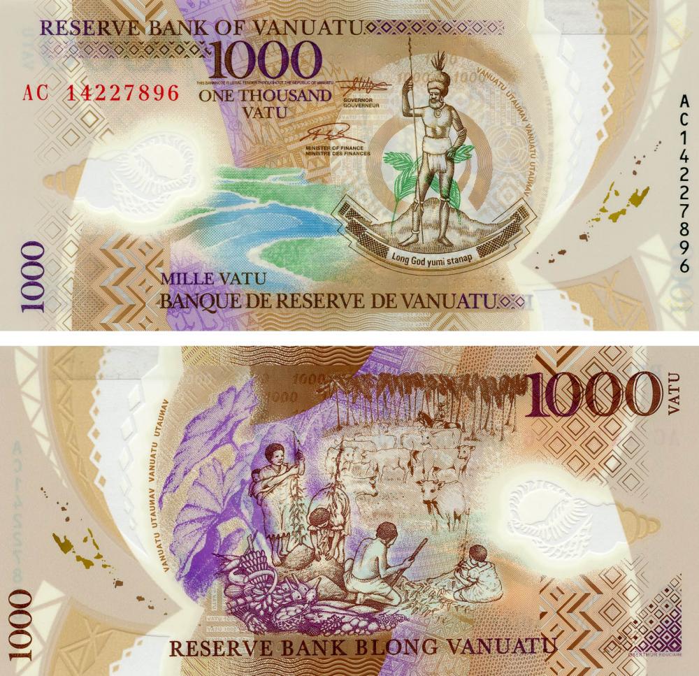 Колекційна банкнота Вануату 1000 вату 2014 Полімер UNC P16 (Б05455)