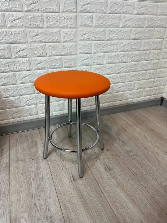 Табурет кухонний TEDDY з м'яким сидінням 35х47 см Помаранчевий/Хром (28374045)