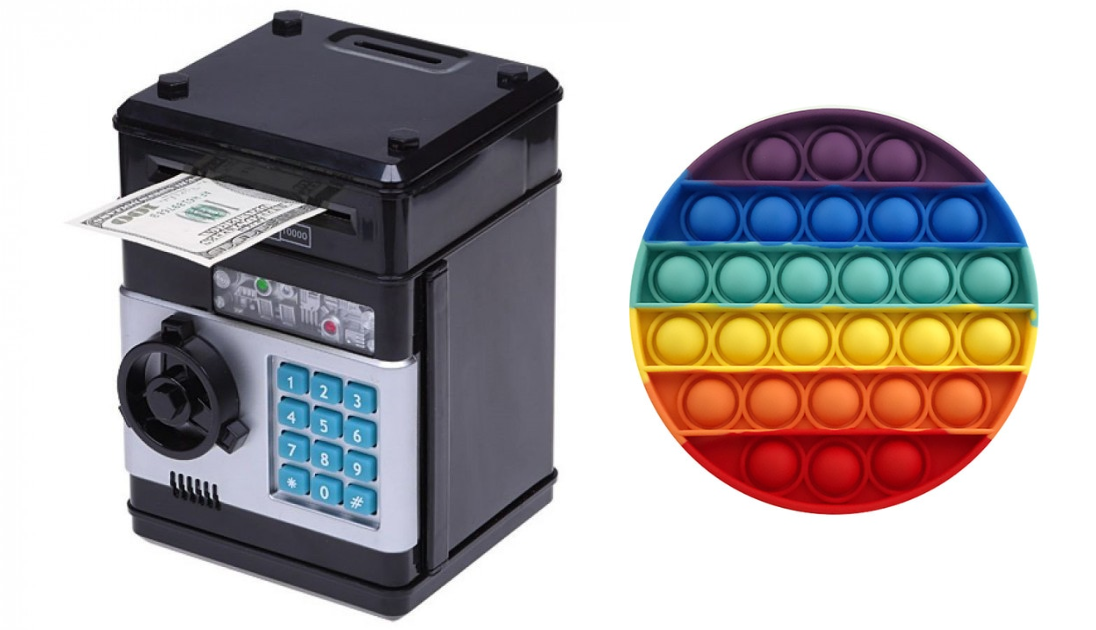 Копилка детский сейф с кодовым замком Number Bank EL-510 Черный + Pop it