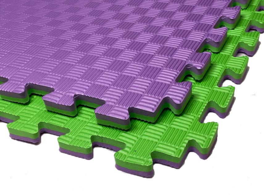 Мат-татами ласточкин хвост 100х100х2 см EVA Фиолетово-зеленый (1620)