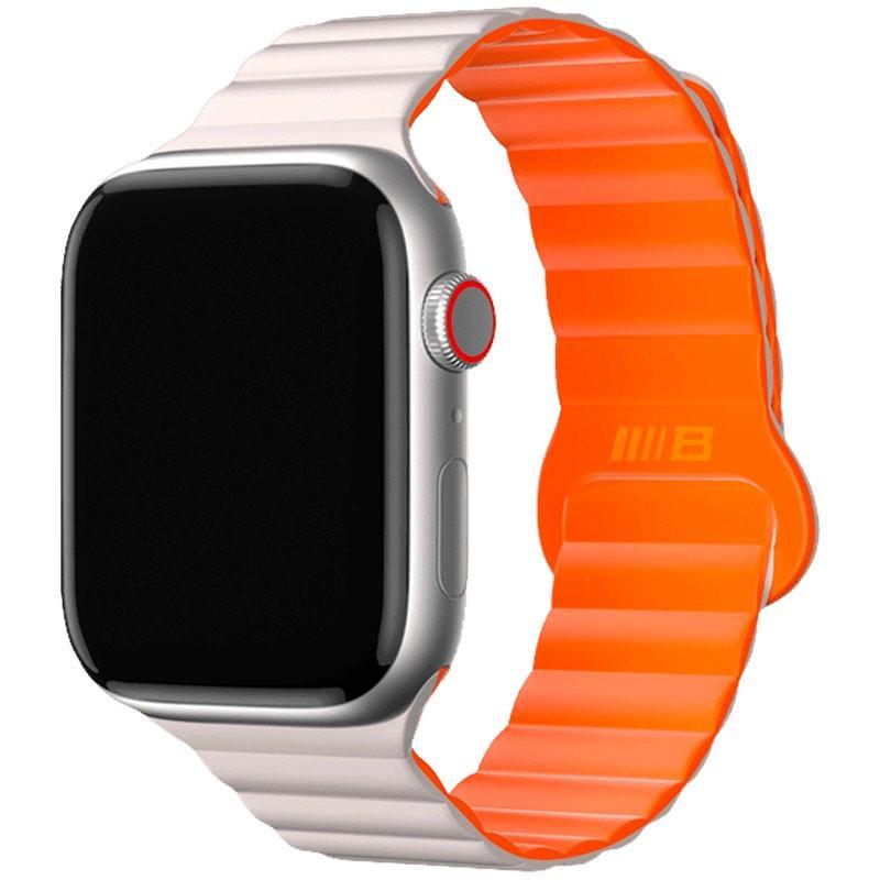 Ремінець BlueO Magnetic Silicone для Apple Watch 42 /44/45/46/49 мм White/Orange (00000077867_3)