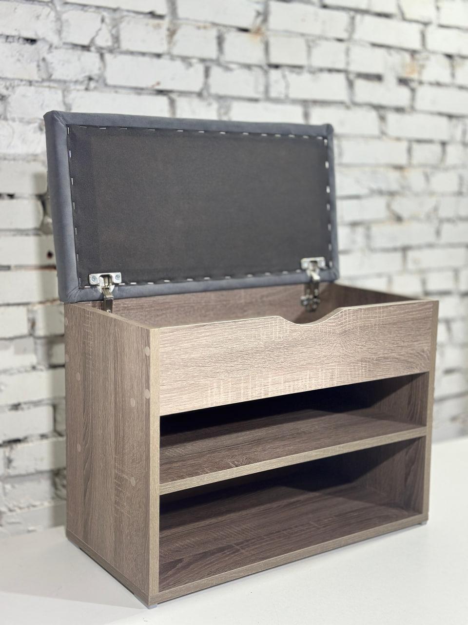 Тумба для обуви ДСП/ткань 30х80х45 см Сонома трюфель/Графитовый - фото 3 Тумба для обуви ДСП/ткань 30х80х45 см Сонома трюфель/Графитовый - фото 3