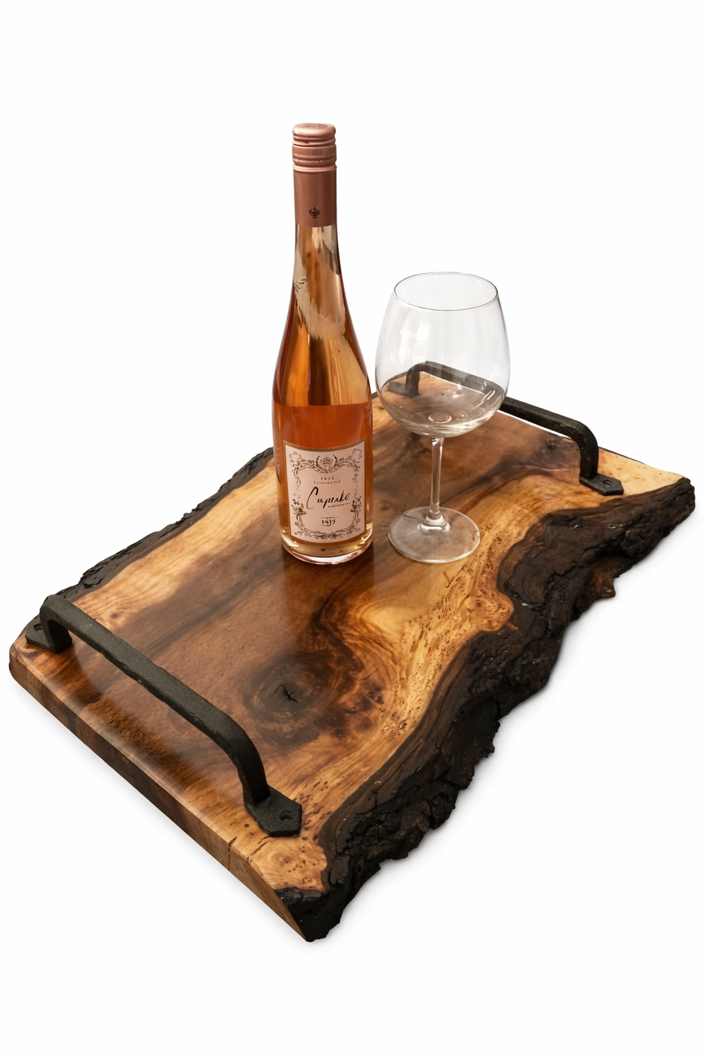 Доска сервировочная доска из натурального дерева с металлическими ручками 450х350х100 Коричневый (DS8483)