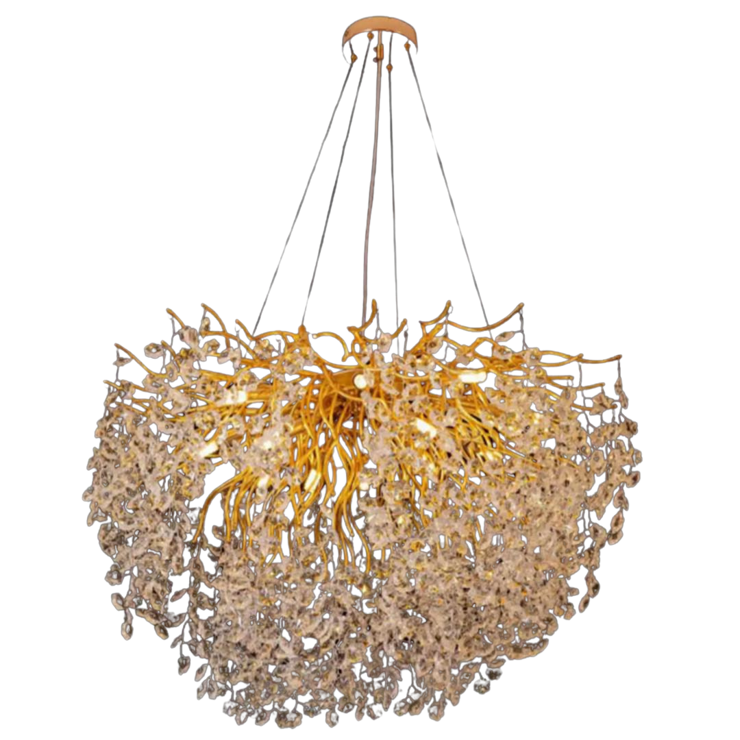 Люстра Sirius с хрустальными подвесами под двенадцать ламп G9 Золотой (WM-7020/800)
