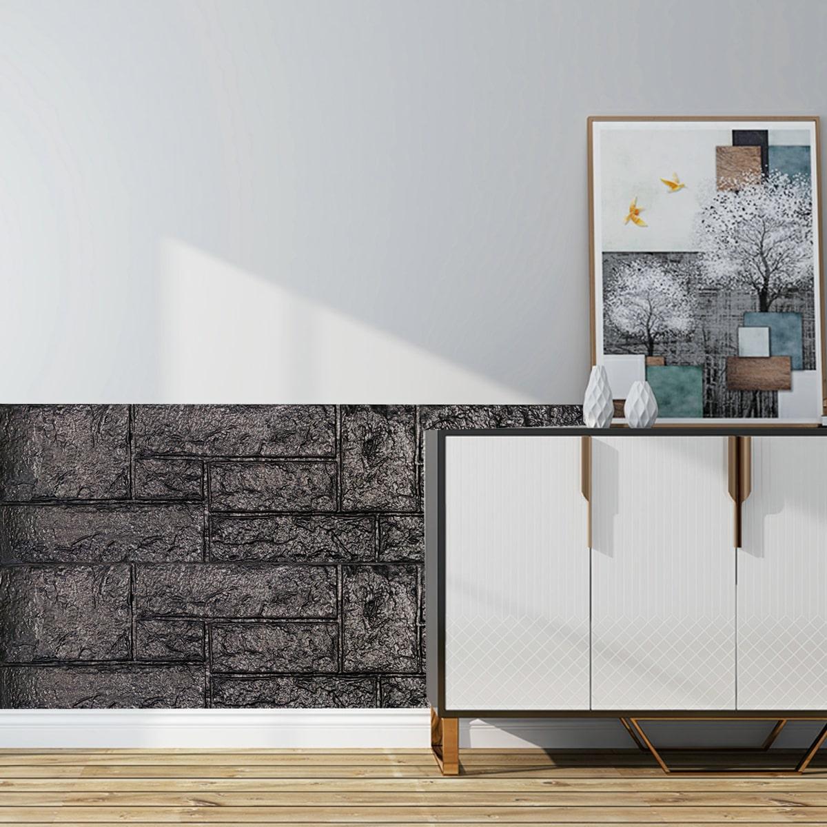 3D-панель Камень на самоклеющейся основе 1115х300х11 мм Черный (SW-00001374)