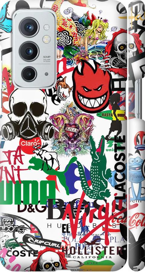 Чехол на OnePlus 9RT Many different logos (4022m-2520-42517)