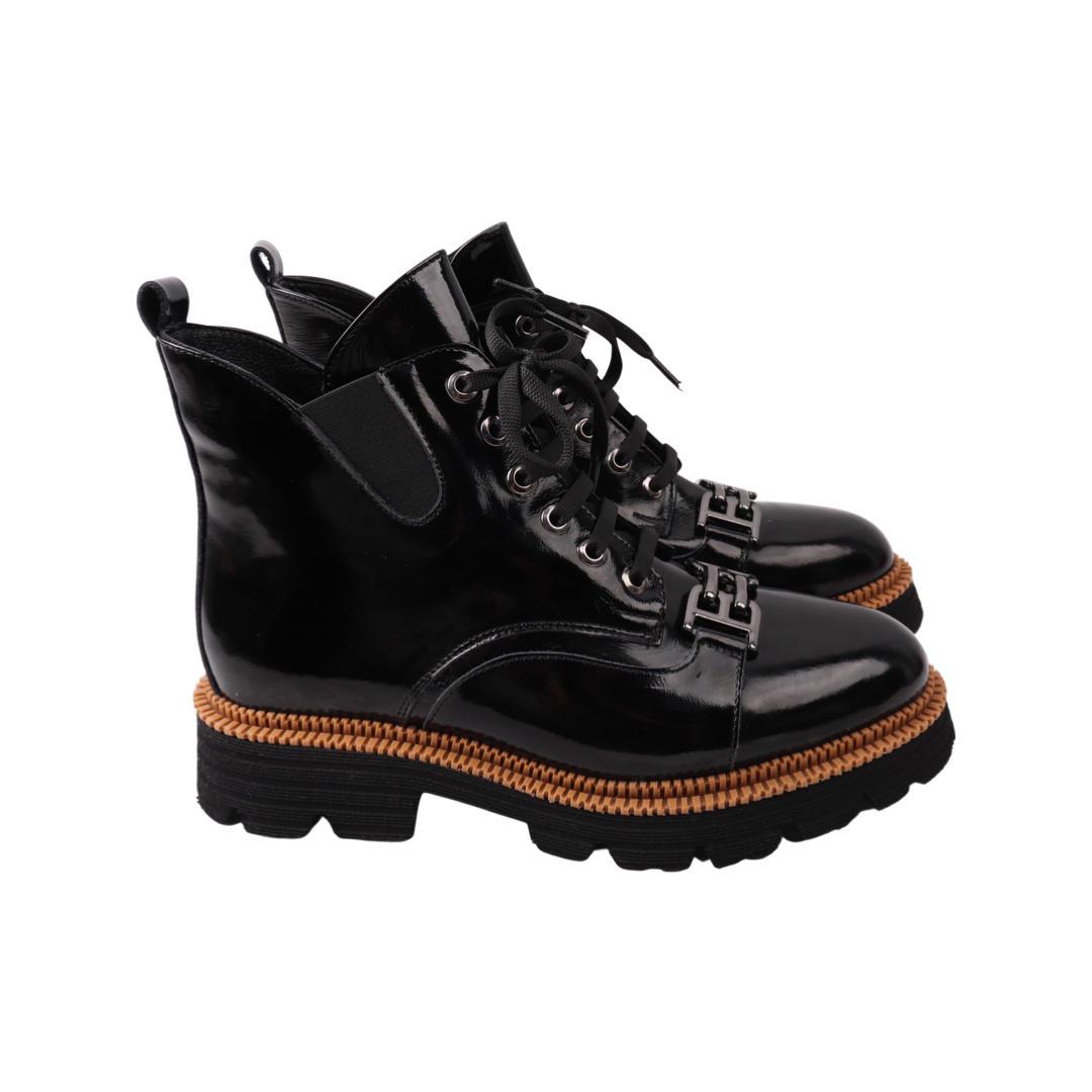Ботинки женские Euromoda из лаковой кожи р. 41 Черный (493-21DHC)