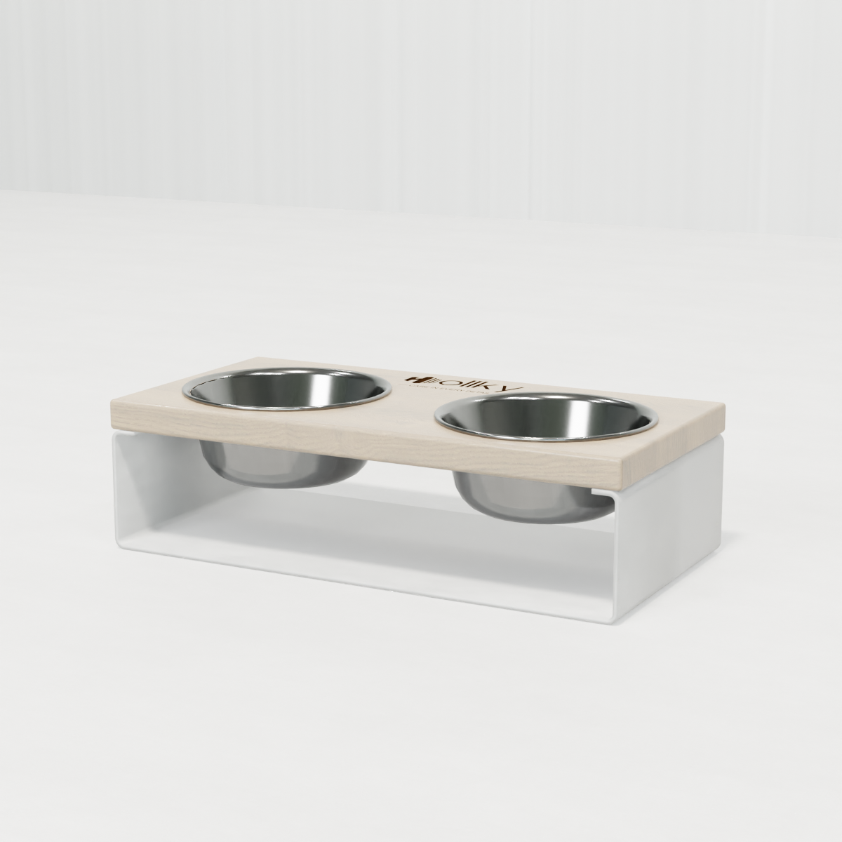 Миски на підставці з цільного металевого листа для собак і котів Hollky SteelWood S 2х0,45 л (SWS-36188-WHWH) - фото 4