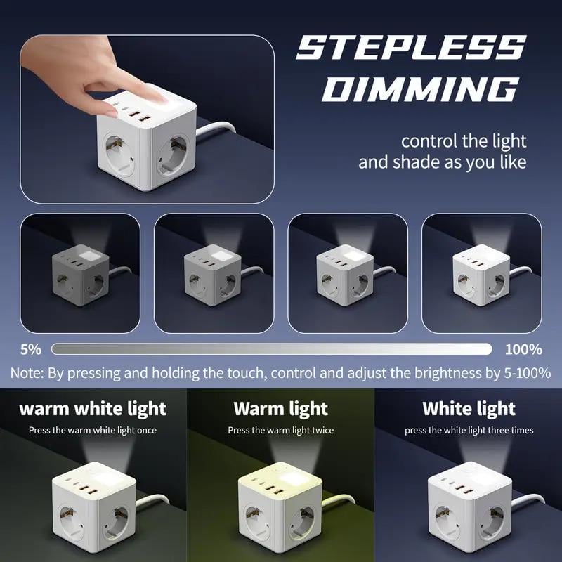 Фильтр со светильником 3 розетки\2 USB\2 Type-C - фото 6