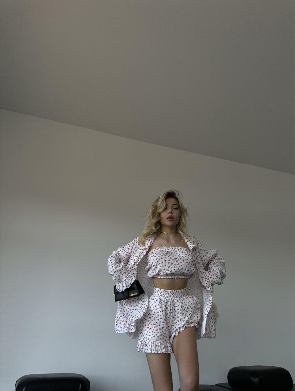 Костюм женский муслин р. 42-46 Бело-красный (ПВ23-7166/Д) - фото 10 Костюм женский муслин р. 42-46 Бело-красный (ПВ23-7166/Д) - фото 10