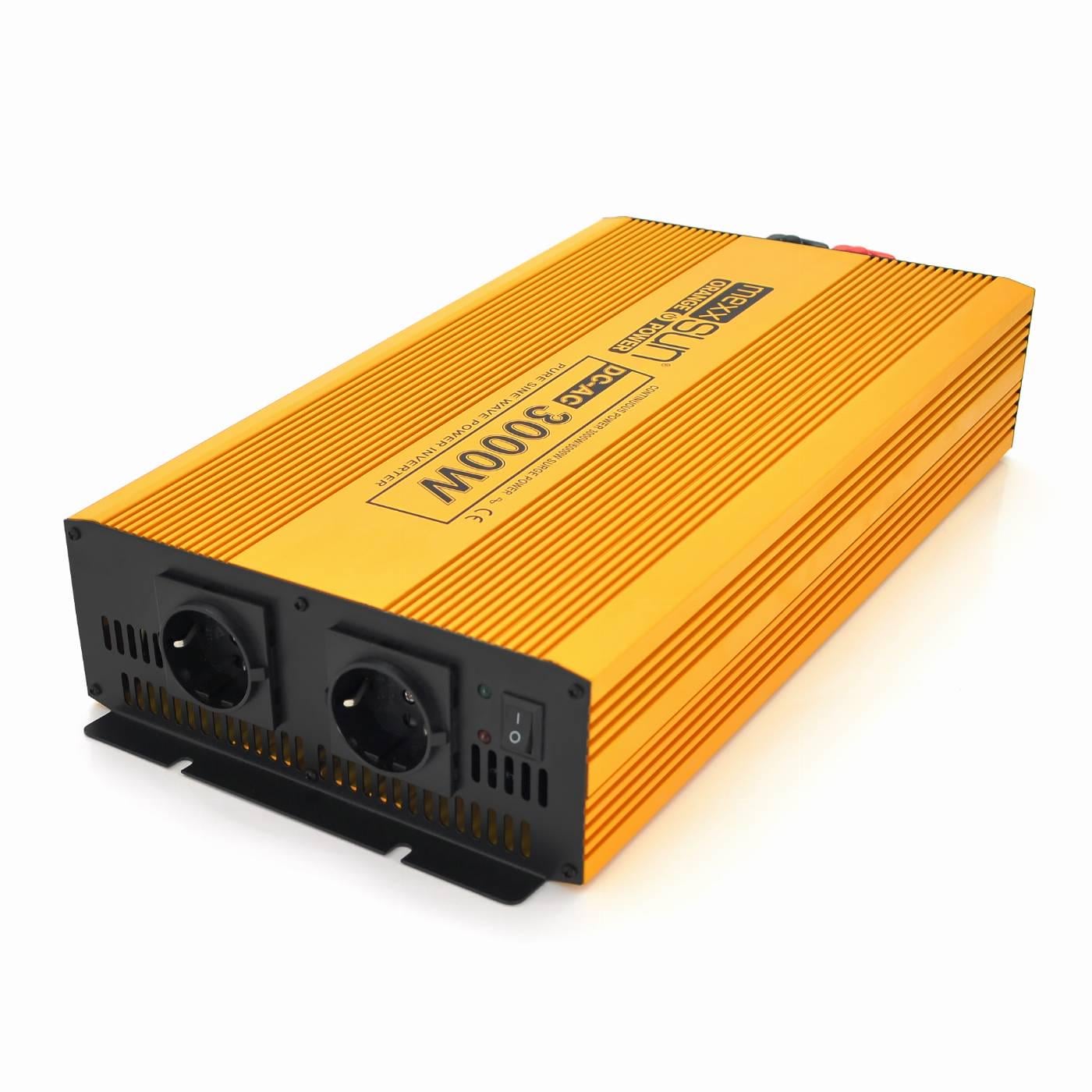 Інвертор напруги Mexxsun MXSPSW-3000 12V/220V 3000W з правильною синусоїдою 2 Shuko клемні дроти (30306)