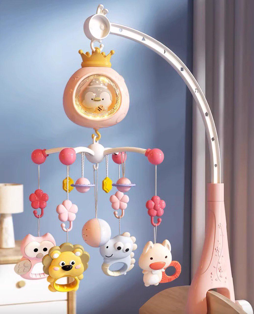 Карусель мобиль с проектором на коляску/кроватку Розовый (29437462) - фото 2