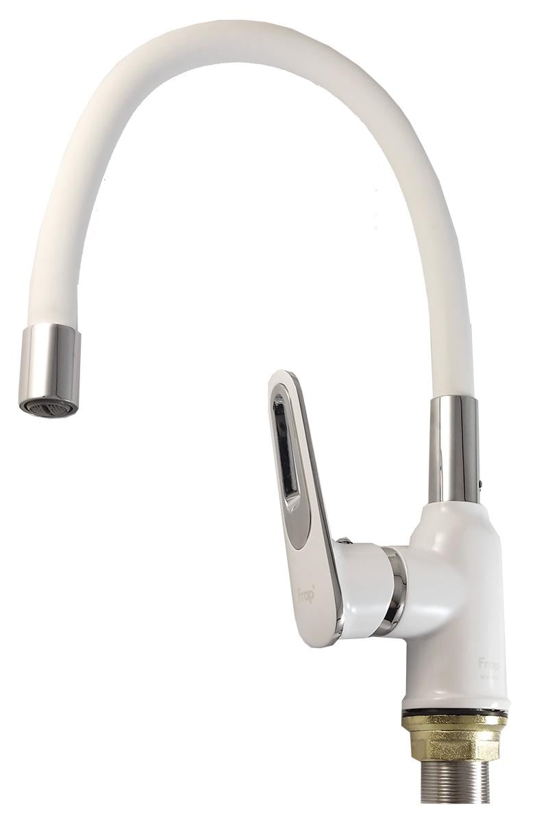 Смеситель для кухни Frap F4049 гибкий U-образный гусак Белый/Хром (35727)