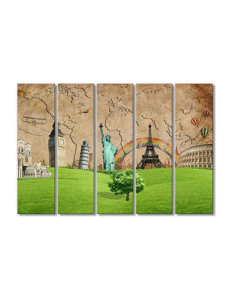 Картина модульная Путешествие 5 модулей 80x120 см