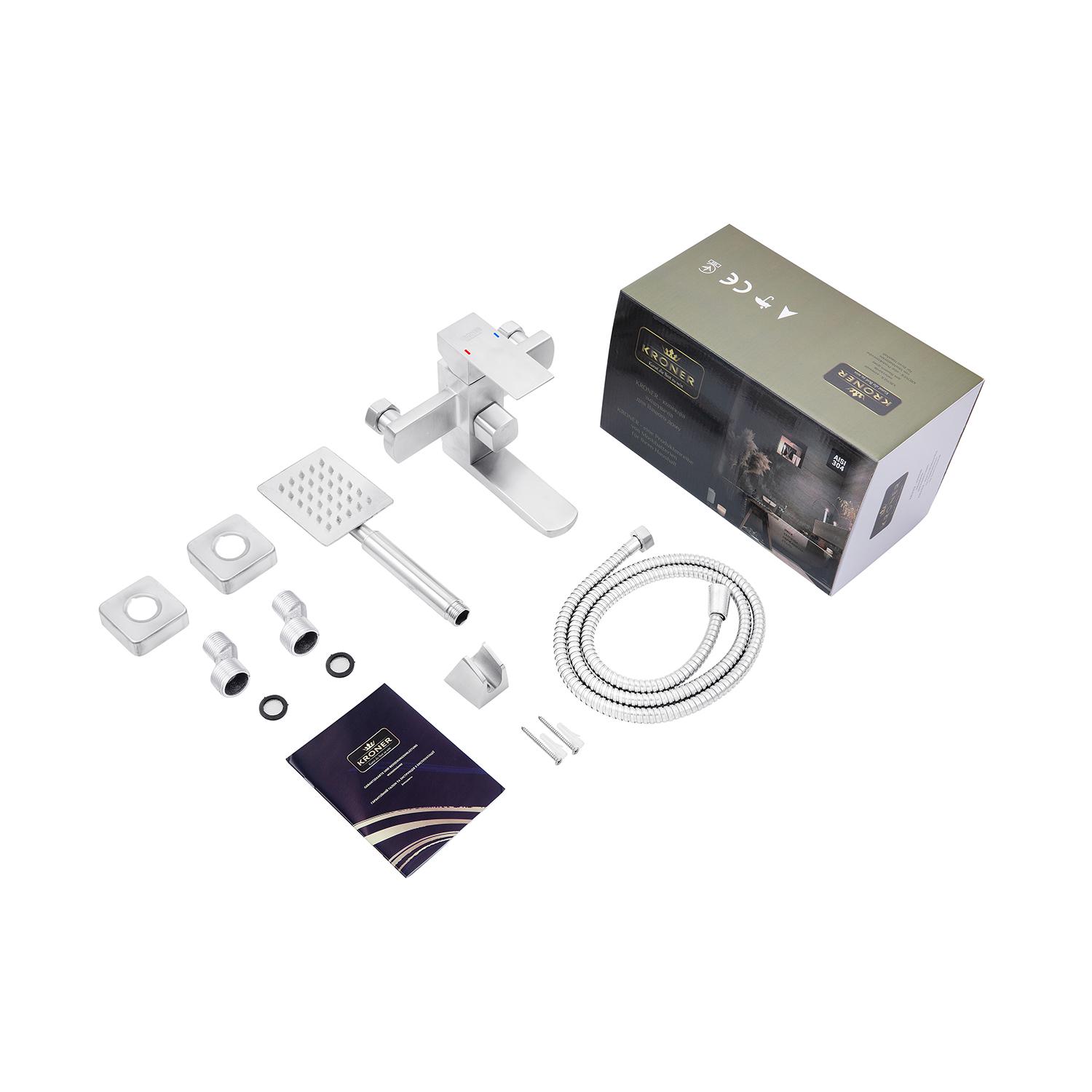 Смеситель-кран для ванной Kroner KRP Edelstahl Kubus ESG060 (KR23012Y) - фото 7 Смеситель-кран для ванной Kroner KRP Edelstahl Kubus ESG060 (KR23012Y) - фото 7